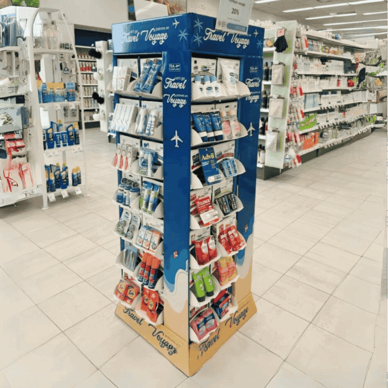 Let's Go Travel Prepack Display 4-Sided Floor Shipper